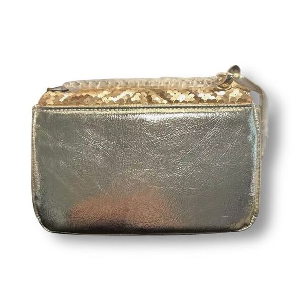 Nicole Miller Gold Sequin Chevron Crossbody Bag Chain Strap Purse NWT - Picture 2 of 12